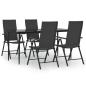 Preview: 5-tlg. Garten-Essgruppe Schwarz Poly Rattan