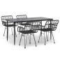 Preview: 5-tlg. Garten-Essgruppe Schwarz Poly Rattan