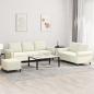 Preview: ARDEBO.de - 3-tlg. Sofagarnitur mit Kissen Creme Samt