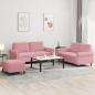 Preview: ARDEBO.de - 3-tlg. Sofagarnitur mit Kissen Rosa Samt