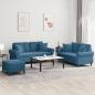Preview: ARDEBO.de - 3-tlg. Sofagarnitur mit Kissen Blau Samt