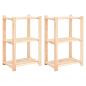 Preview: ARDEBO.de - Lagerregale 3 Böden 2 Stk. 60x38x90cm Massivholz Kiefer 150kg
