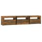 Preview: TV-Schrank mit LED-Leuchten Räuchereiche 180x35x40 cm