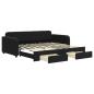 Preview: Tagesbett Ausziehbar mit Schubladen Schwarz 90x190 cm Samt