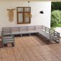 Preview: ARDEBO.de - 10-tlg. Garten-Lounge-Set Grau Kiefer Massivholz