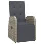 Preview: Garten-Liegestuhl mit Auflage Poly Rattan Grau