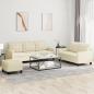 Preview: ARDEBO.de - 3-tlg. Sofagarnitur mit Kissen Creme Kunstleder