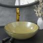 Preview: ARDEBO.de - Badezimmer Waschbecken mit Wasserhahn und Ablaufgarnitur Gold