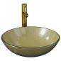 Preview: Badezimmer Waschbecken mit Wasserhahn und Ablaufgarnitur Gold