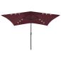 Preview: ARDEBO.de - Sonnenschirm mit LEDs und Stahl-Mast Bordeauxrot 2x3 m