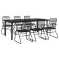 Preview: 7-tlg. Garten-Essgruppe Schwarz PVC-Rattan