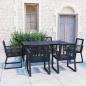 Preview: ARDEBO.de - 7-tlg. Garten-Essgruppe PVC Rattan Schwarz