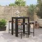 Preview: ARDEBO.de - 5-tlg. Gartenbar-Set Schwarz Poly Rattan & Massivholz Akazie