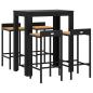 Preview: 5-tlg. Gartenbar-Set Schwarz Poly Rattan & Massivholz Akazie