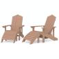 Preview: Adirondack-Gartenstühle 2 Stk. mit Hockern HDPE Braun