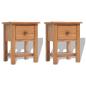 Preview: ARDEBO.de - Nachttische 2 Stk. 36x30x47 cm Massivholz Eiche