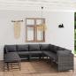 Preview: ARDEBO.de - 9-tlg. Garten-Lounge-Set mit Kissen Poly Rattan Grau