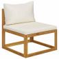 Preview: 7-tlg. Garten-Lounge-Set mit Auflagen Creme Massivholz Akazie