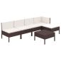 Preview: 6-tlg. Garten-Lounge-Set mit Auflagen Poly Rattan Braun