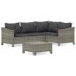 Preview: 5-tlg. Garten-Lounge-Set mit Kissen Grau Poly Rattan