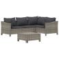 Preview: 5-tlg. Garten-Lounge-Set mit Kissen Grau Poly Rattan