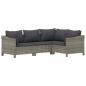 Preview: 5-tlg. Garten-Lounge-Set mit Kissen Grau Poly Rattan