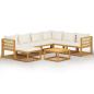Preview: 8-tlg. Garten-Lounge-Set mit Auflagen Creme Massivholz Akazie
