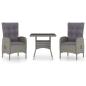 Preview: 3-tlg. Garten-Essgruppe Poly Rattan und Glas Grau
