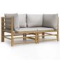 Preview: Garten-Ecksofas mit Hellgrauen Kissen 2 Stk. Bambus