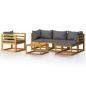 Preview: 6-tlg. Garten-Lounge-Set mit Auflagen Massivholz Akazie