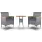 Preview: 3-tlg. Garten-Essgruppe Poly Rattan Grau