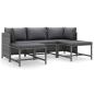 Preview: 5-tlg. Garten-Lounge-Set mit Kissen Poly Rattan Grau