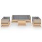 Preview: 8-tlg. Garten-Lounge-Set mit Kissen Kiefer Massivholz