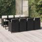 Preview: ARDEBO.de - 9-tlg. Garten-Essgruppe mit Kissen Poly Rattan Schwarz