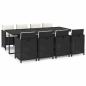Preview: 9-tlg. Garten-Essgruppe mit Kissen Poly Rattan Schwarz