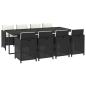 Preview: 9-tlg. Garten-Essgruppe mit Kissen Poly Rattan Schwarz
