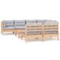 Preview: 8-tlg. Garten-Lounge-Set mit Grauen Kissen Kiefer Massivholz