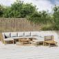 Preview: ARDEBO.de - 12-tlg. Garten-Lounge-Set mit Hellgrauen Kissen Bambus