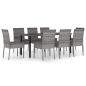 Preview: 9-tlg. Garten-Essgruppe Poly Rattan Grau