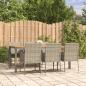 Preview: ARDEBO.de - 7-tlg. Garten-Essgruppe mit Kissen Grau Poly Rattan