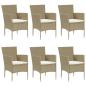 Preview: 7-tlg. Garten-Essgruppe Poly Rattan Beige
