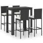 Preview: 5-tlg. Gartenbar-Set mit Kissen Poly Rattan Schwarz