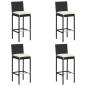 Preview: 5-tlg. Gartenbar-Set mit Kissen Poly Rattan Schwarz