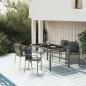Preview: ARDEBO.de - 5-tlg. Garten-Essgruppe mit Kissen Grau Poly Rattan