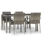 Preview: 5-tlg. Garten-Essgruppe mit Kissen Grau Poly Rattan