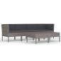 Preview: 6-tlg. Garten-Lounge-Set mit Auflagen Poly Rattan Grau
