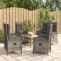 Preview: ARDEBO.de - 5-tlg. Garten-Essgruppe mit Kissen Grau Poly Rattan