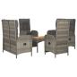Preview: 5-tlg. Garten-Essgruppe mit Kissen Grau Poly Rattan