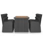 Preview: 7-tlg. Garten-Essgruppe mit Auflagen Poly Rattan Schwarz