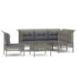 Preview: 6-tlg. Garten-Lounge-Set mit Kissen Grau Poly Rattan
